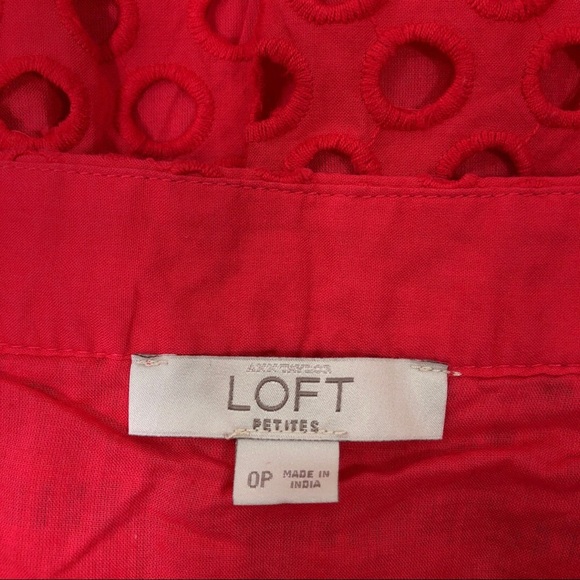 Loft Petites Eyelet Lace skirt 0 petites Red/Pink - Picture 5 of 7